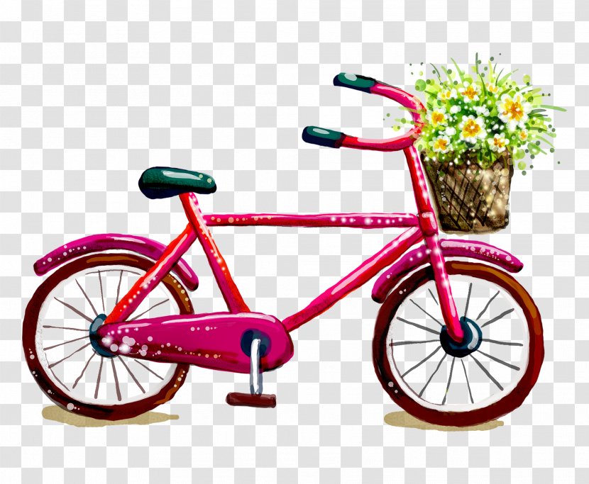 Bicycle Frame Wheel Saddle Road - Spoke - Pink Bike Transparent PNG