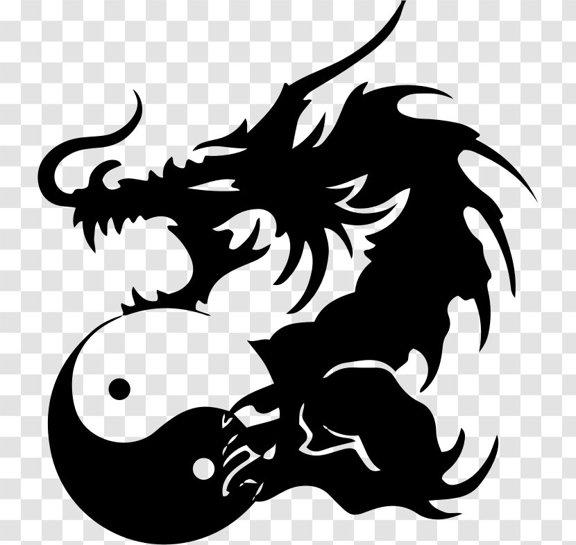 Yin And Yang Chinese Dragon Legendary Creature Decal Transparent PNG