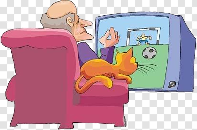 Television Cartoon Clip Art - Watercolor - Foreign Old Man Watches TV Transparent PNG