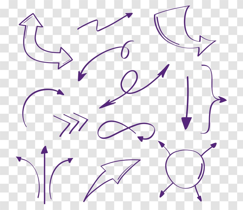 Drawing Arrow - Watercolor - Purple Painted Collection Transparent PNG