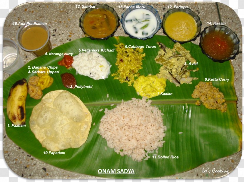 Sadhya Kerala Thoran Dal Kheer - Papadum - Rice Transparent PNG
