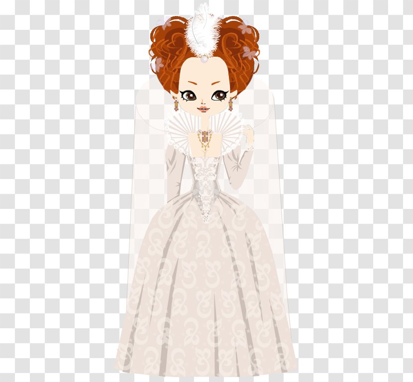 Wedding Dress Brown Hair Bride Illustration - Frame - Virgin Mary Queen Transparent PNG