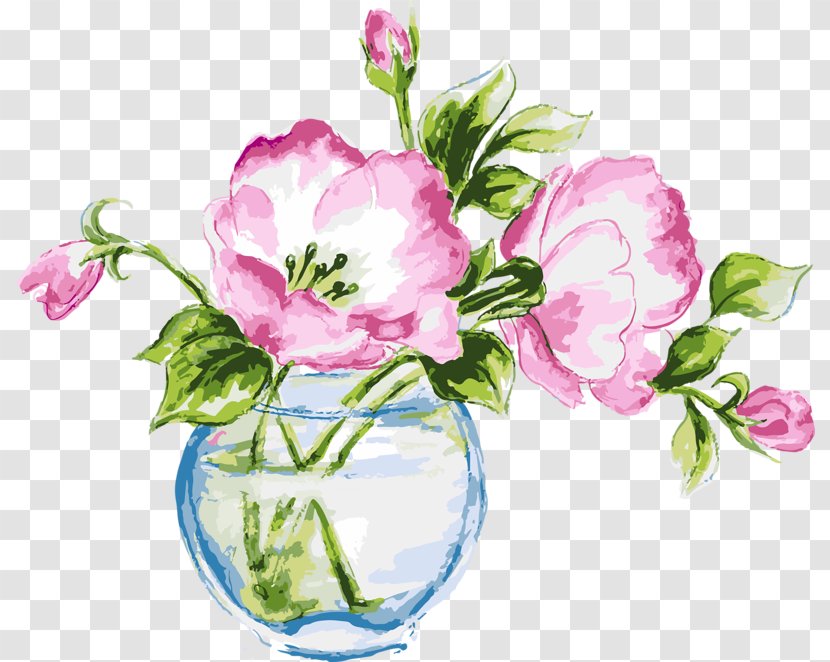 Vase Of Flowers Watercolor Painting Stock Illustration - Photography - Hand-painted Water Lilies Transparent PNG