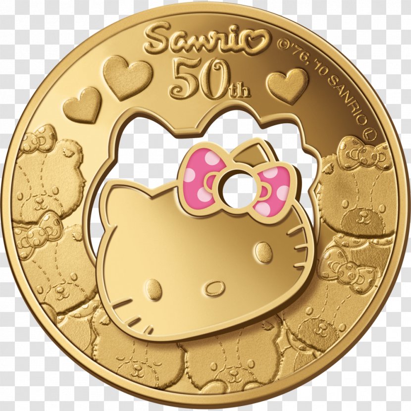 Proof Coinage Hello Kitty Gold Commemorative Coin - Silver Transparent PNG