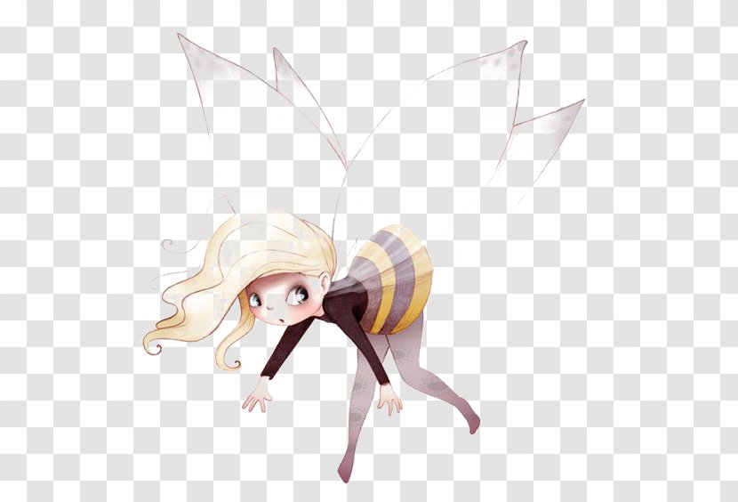 Fairy Drawing Art Illustration - Flower - Bee Transparent PNG