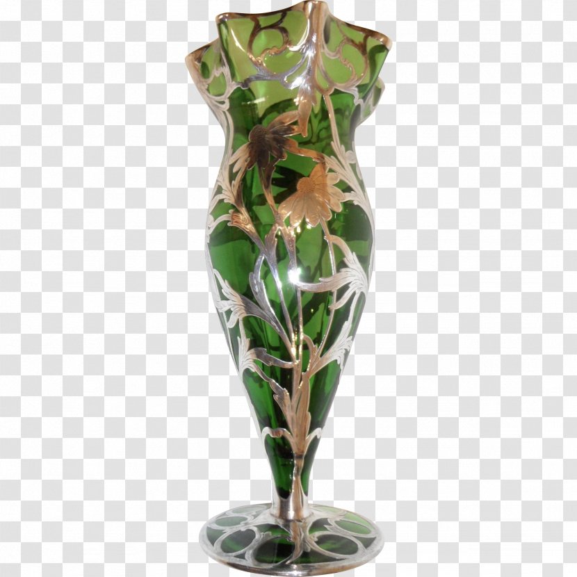 Vase Silver Overlay Sterling Glass - Antique Transparent PNG