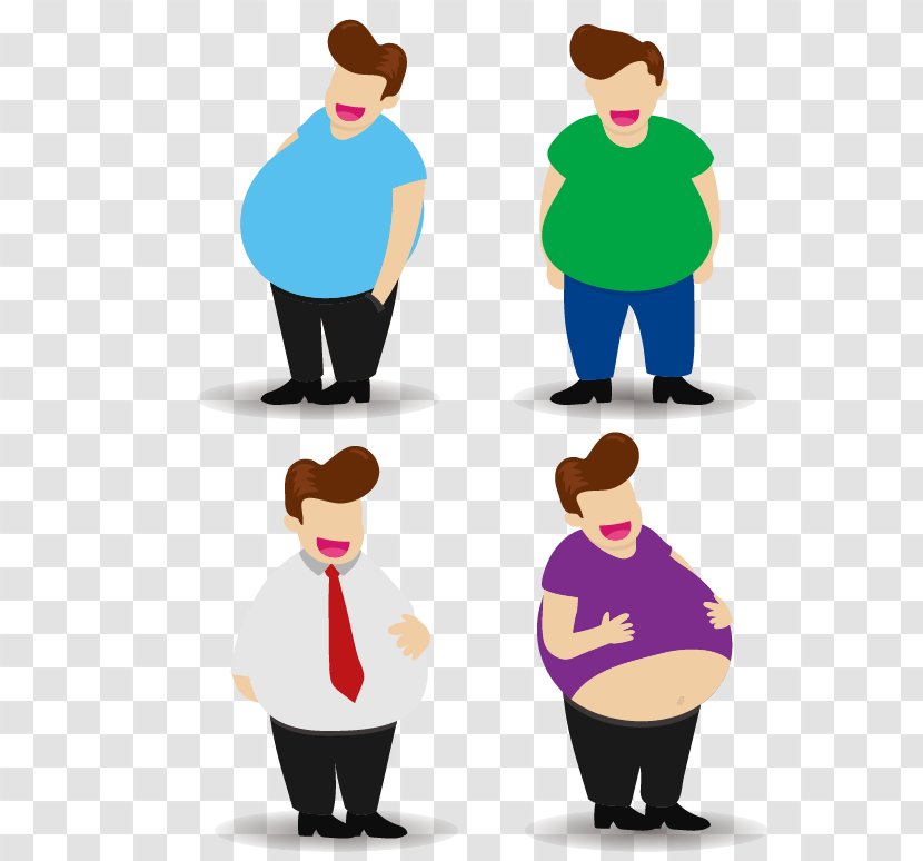 Fat Male Illustration - Diet - Vector Cartoon Man Belly Paunch Transparent PNG