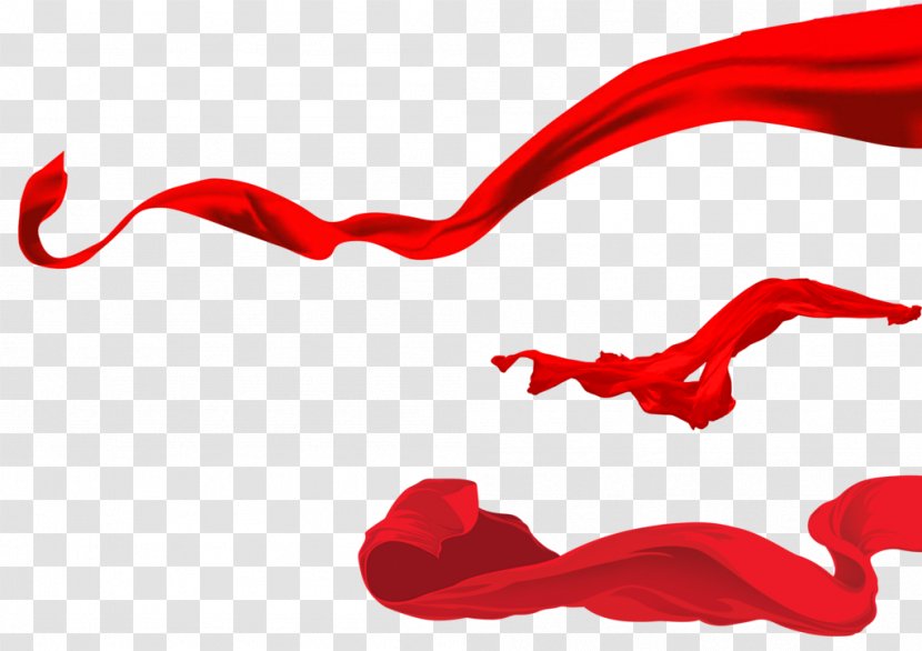 Red Ribbon Silk Clip Art - Cartoon - Fly Color Streamers Transparent PNG