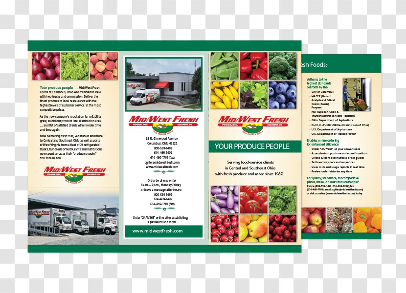 Fresh Food Advertising New Haven Eden Prairie - Flyer - Trifold Transparent PNG