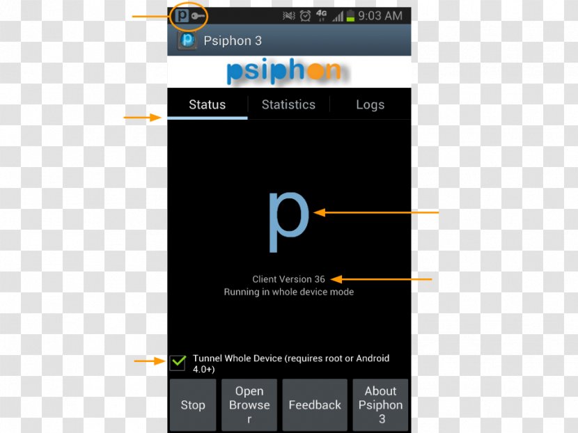 Psiphon Android Application Package Virtual Private Network Blured ! - Mobile Interface Transparent PNG
