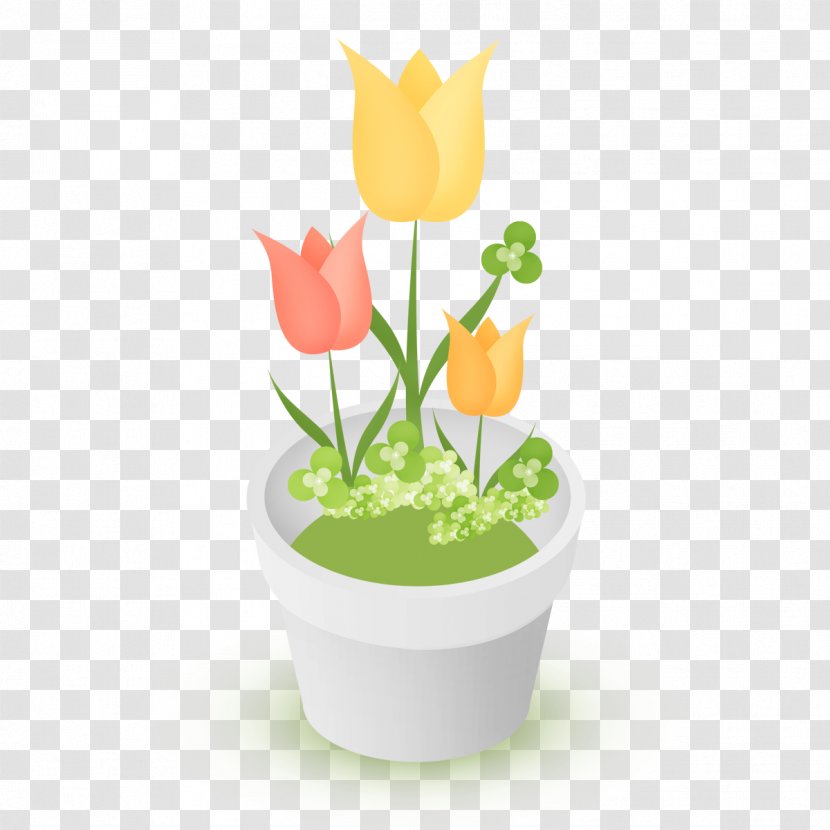 Tulip Flowerpot Drawing Clip Art - Hand-painted Transparent PNG