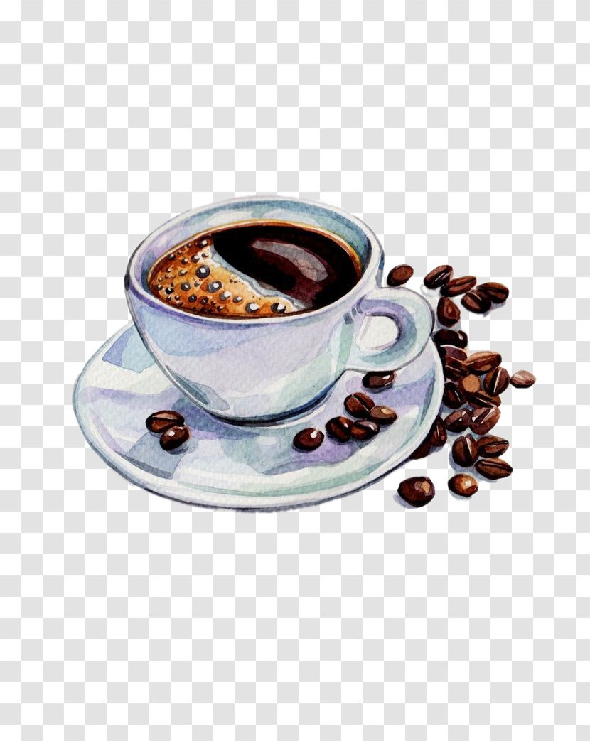 Coffee Tea Espresso Cafe Watercolor Painting - And Beans Transparent PNG