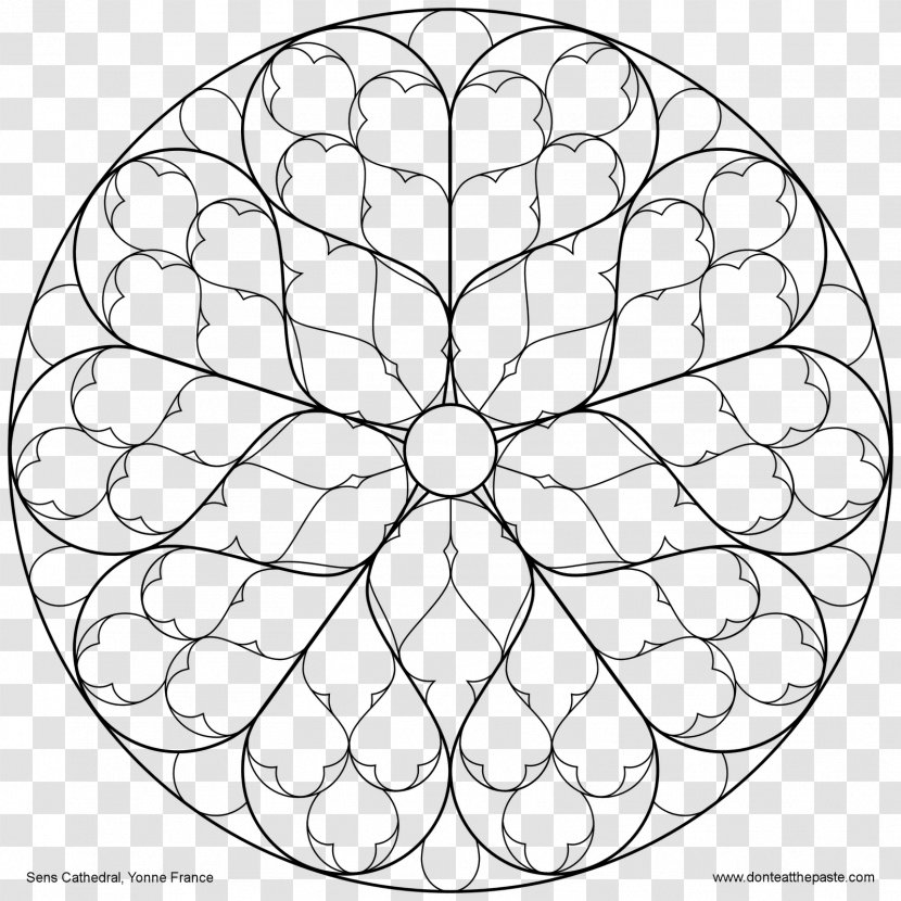 Rose Window Stained Glass Notre-Dame De Paris Coloring Book - Point - Lg Transparent PNG