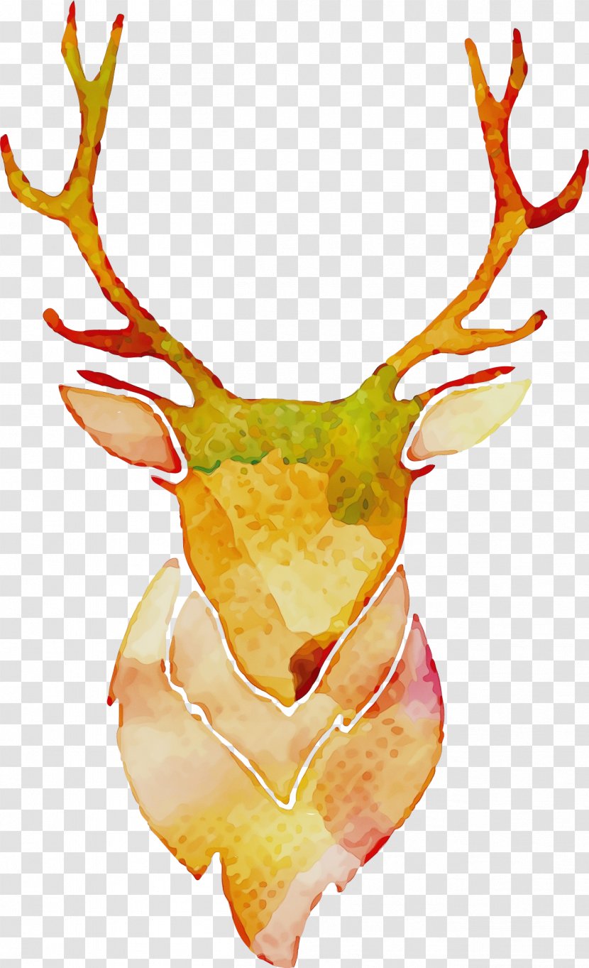 Reindeer - Wet Ink - Elk Deer Transparent PNG