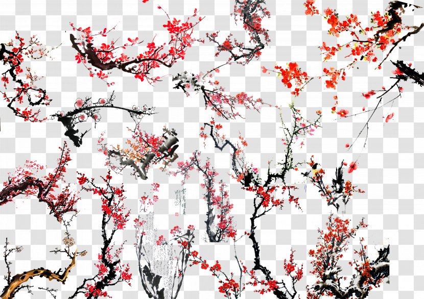 Chinese Painting Ink Wash Plum Blossom Bird-and-flower - Flower Bloom Transparent PNG