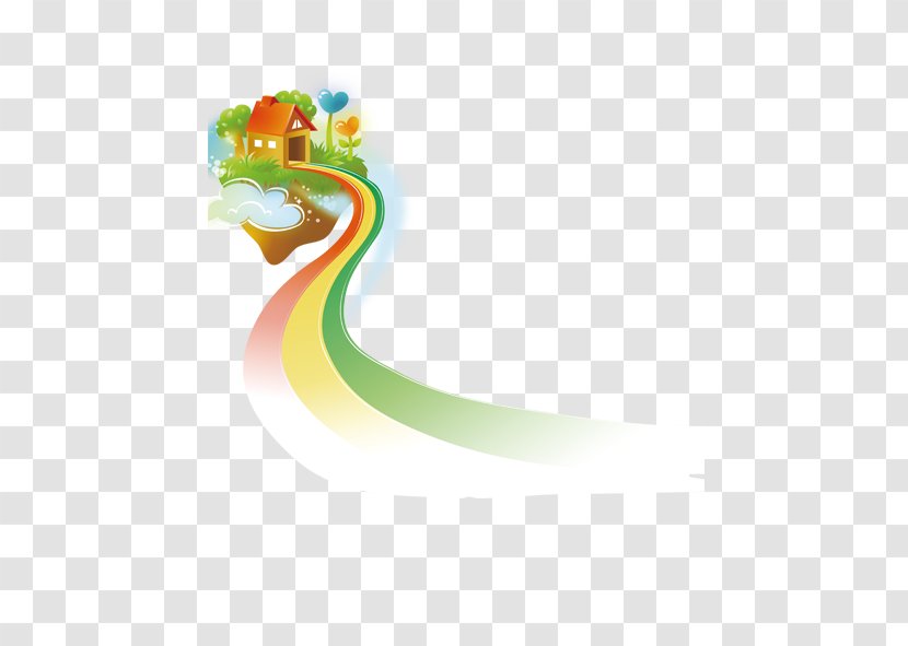 Cartoon Poster Illustration - Rainbow Road Transparent PNG