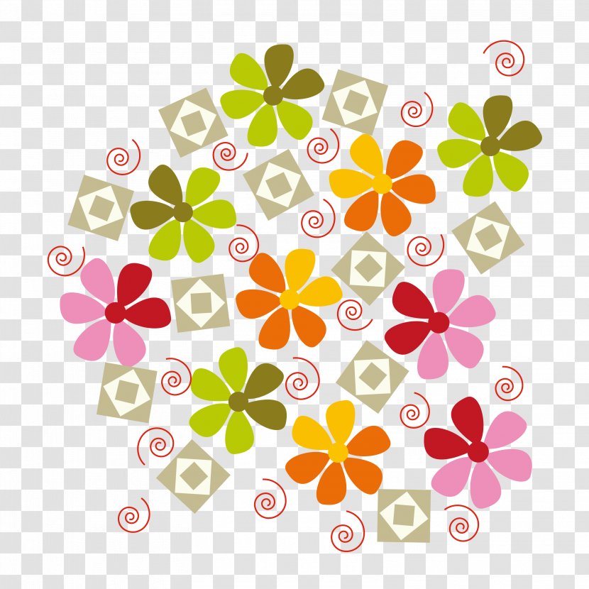 Wallpaper - Art - Colorful Abstract Flower Geometric Background Vector Transparent PNG