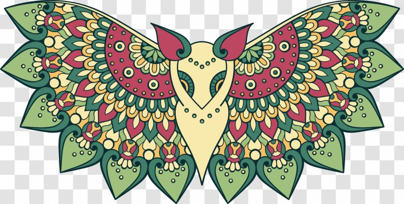 Coloring Book For Adults A Owl Illustration - Membrane Winged Insect - Vector Painted Totem Bat Transparent PNG