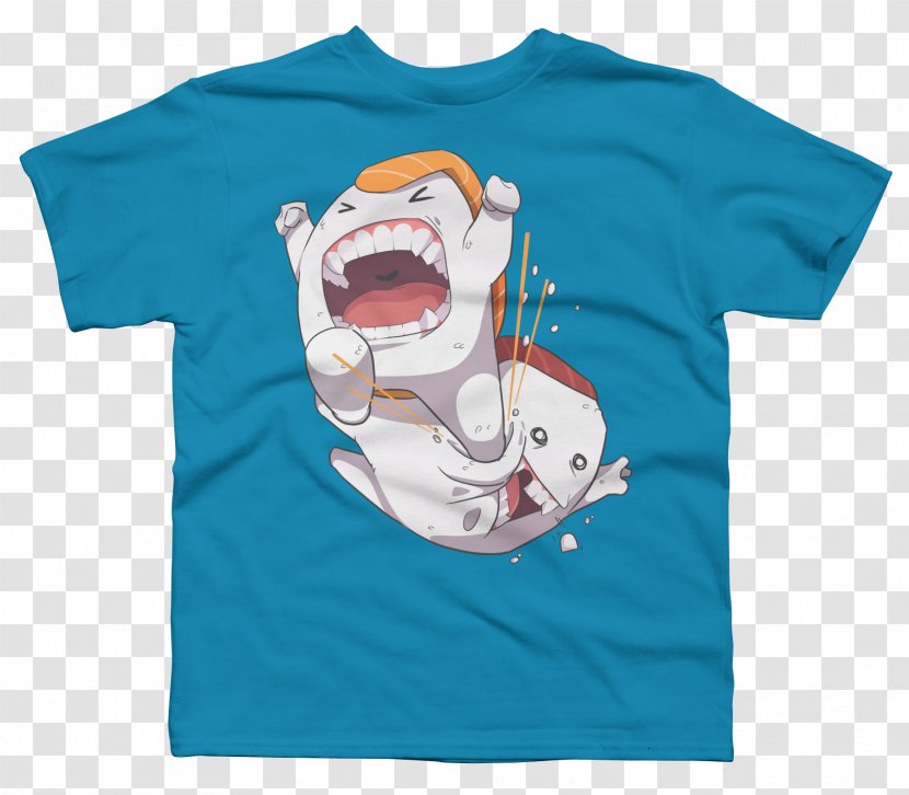 T-shirt Sushi Design By Humans Salmon Sleeve - Fictional Character Transparent PNG