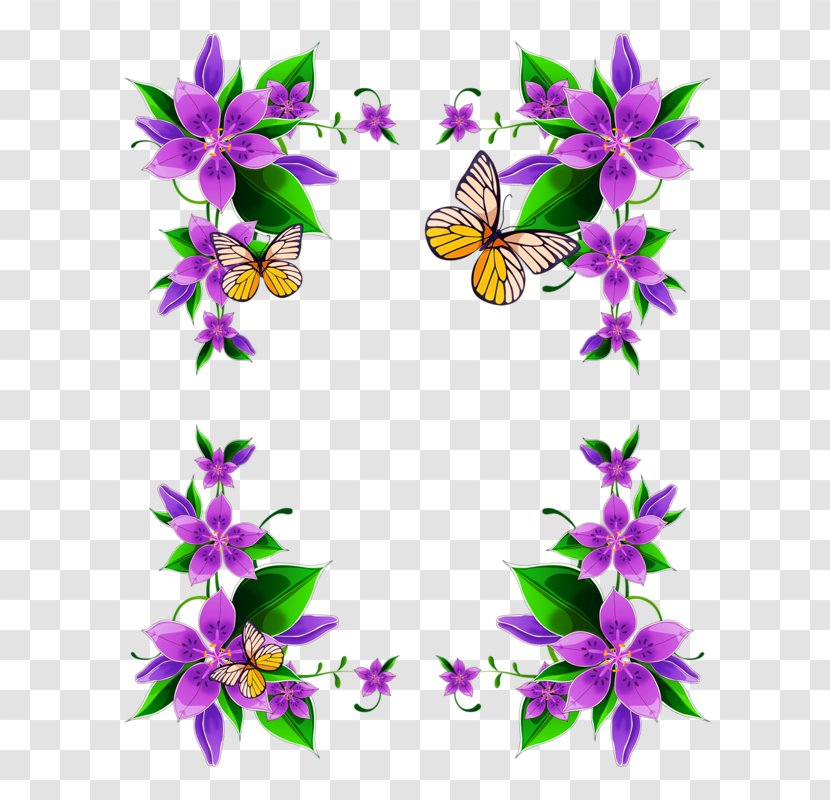 Borders And Frames Floral Design Clip Art Flower - Violet - Wilma Border Transparent PNG