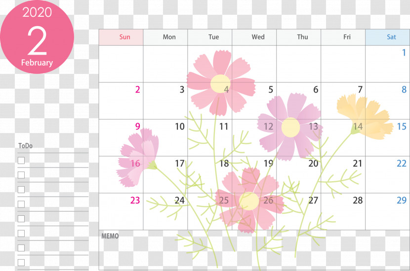 February 2020 Calendar February 2020 Printable Calendar 2020 Calendar Transparent PNG