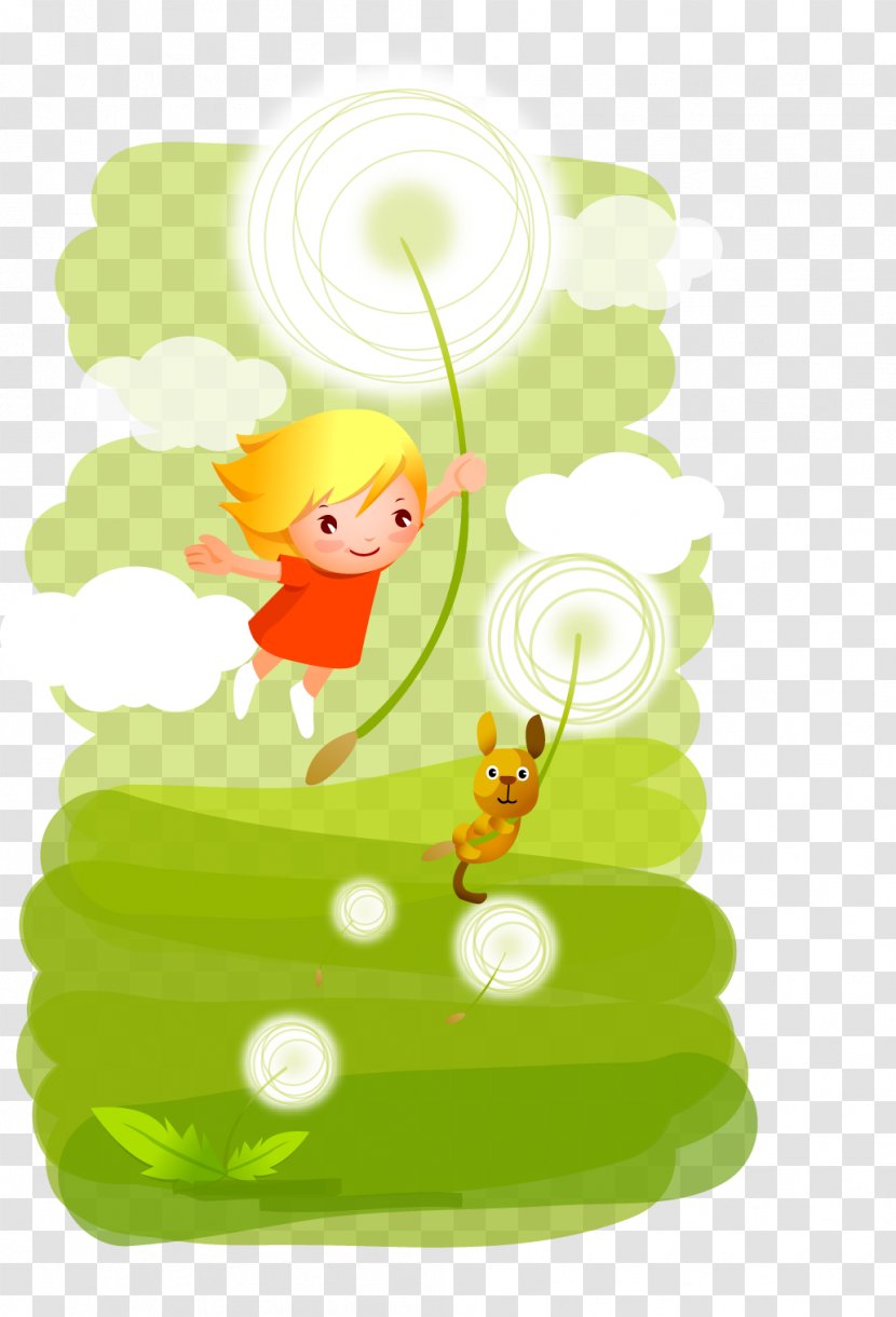 Dandelion Cartoon Photography Illustration - Child - Vector Transparent PNG