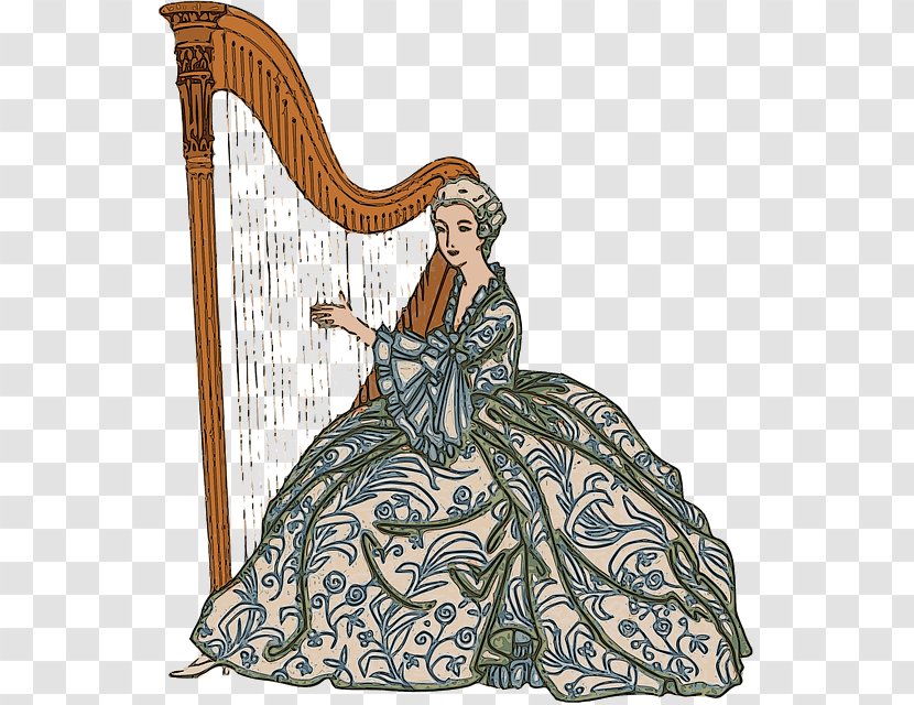 Download Harp Woman - Silhouette - A Who Plays Transparent PNG