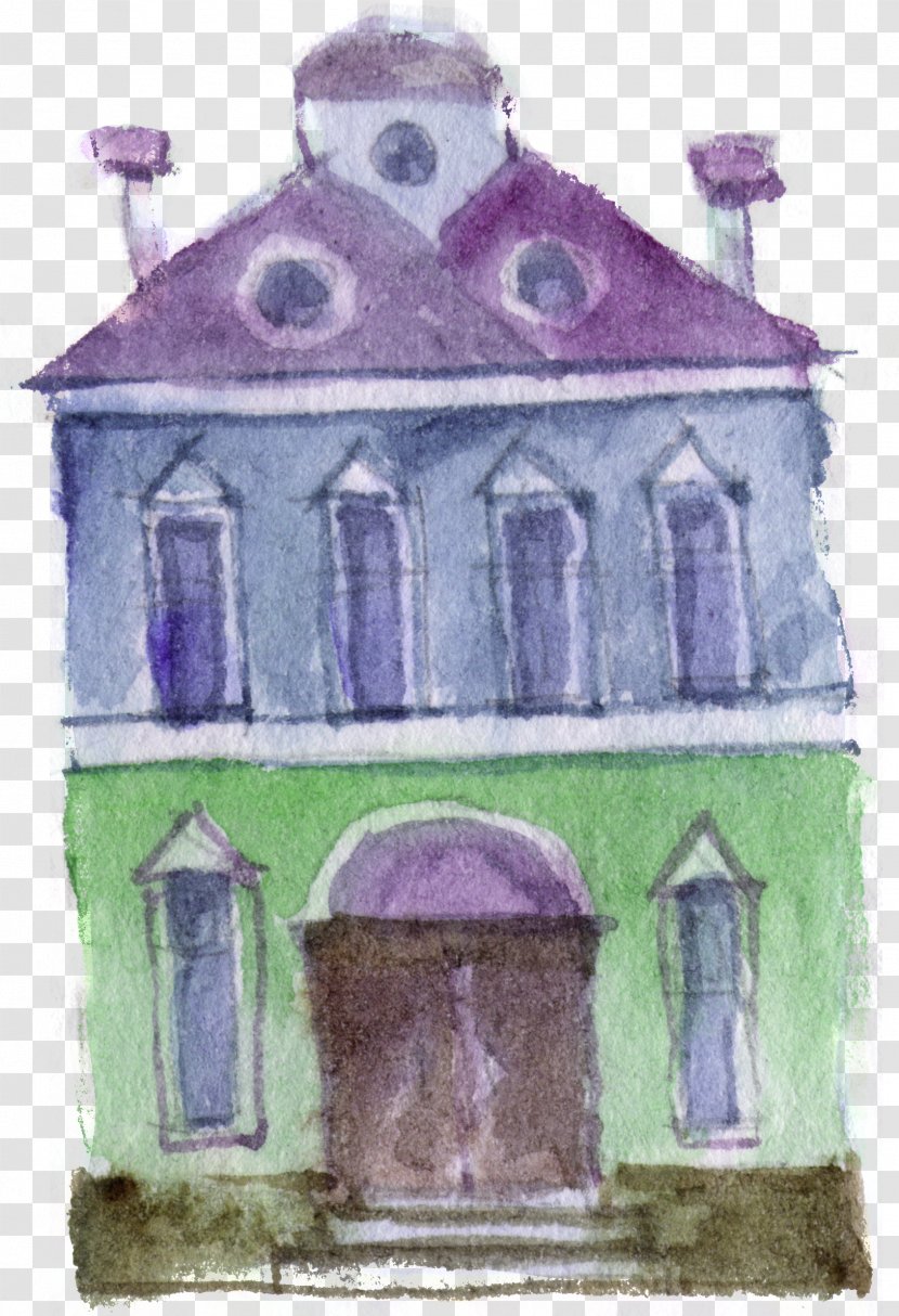 Chapel Watercolor Painting Purple - Castle Transparent PNG