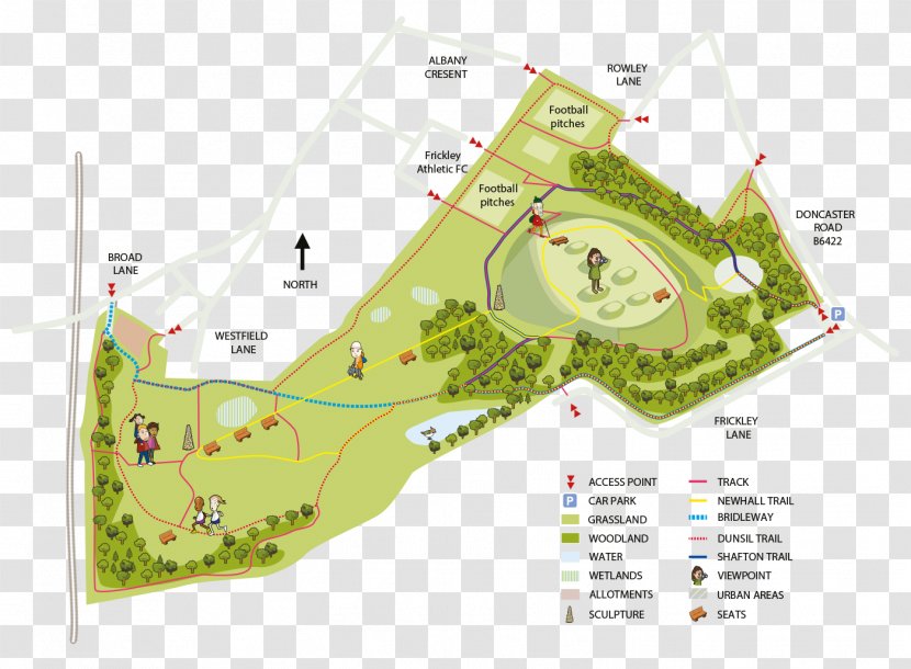 Frickley Country Park Lane Map - Plan - Meadows Transparent PNG