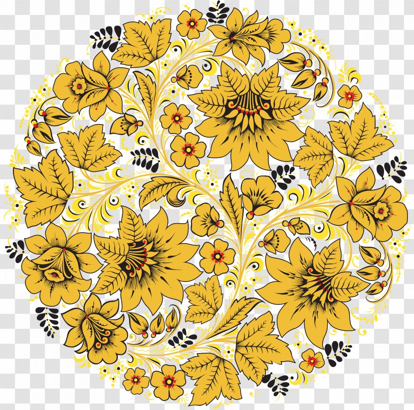 Floral Design Khokhloma Ornament Lacquerware Художественная роспись - Symmetry - Folk Rock Transparent PNG