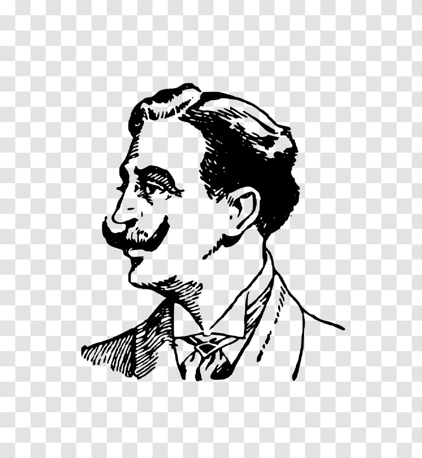 Moustache Man Clip Art - Monochrome - Vector Mustache Transparent PNG