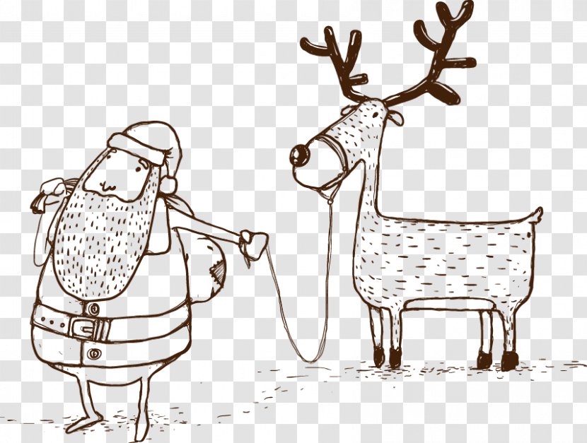 Santa Claus Deer Christmas - Hand-painted Cartoon Camel Pattern Transparent PNG