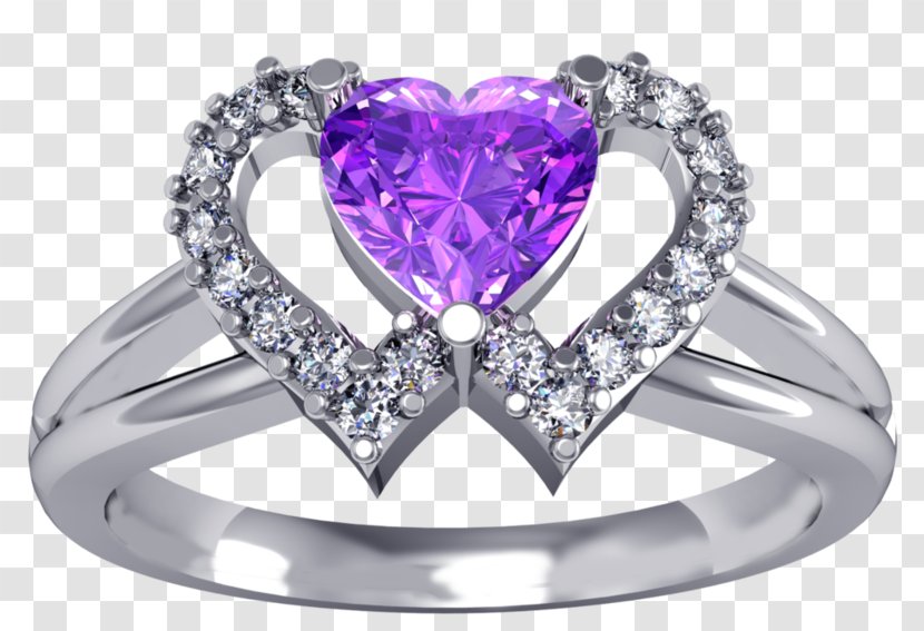 Amethyst Ring Gemstone Body Jewellery Purple - Rhodium Transparent PNG