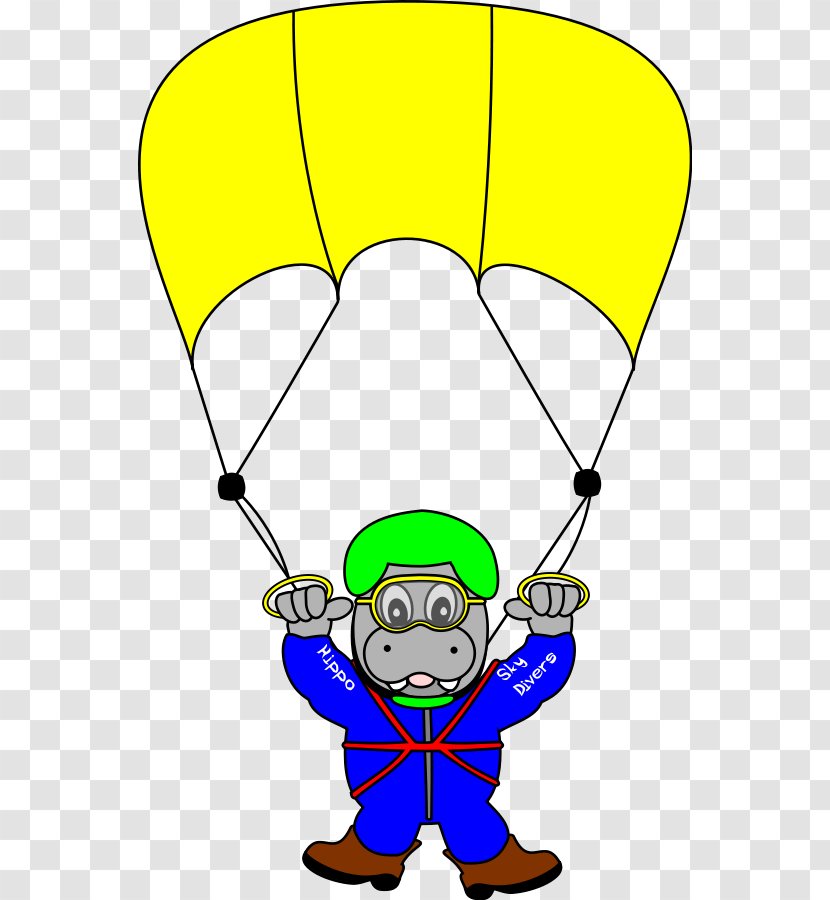 Parachuting Cartoon Clip Art - Yellow - Hippo Picture Transparent PNG