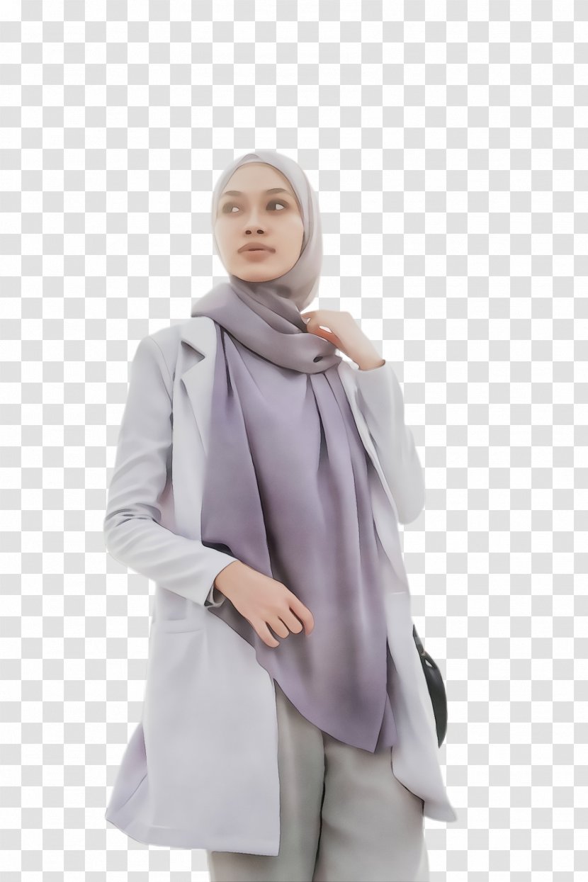 Clothing White Purple Violet Lilac - Coat Scarf Transparent PNG