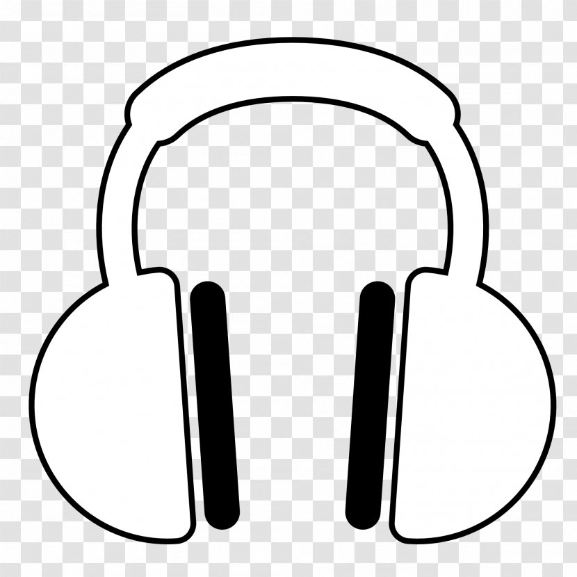Headphones Black And White Coloring Book Clip Art - Line - Listening Cliparts Transparent PNG