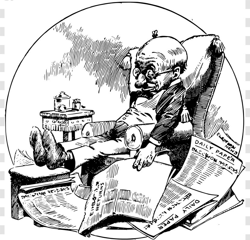 Free Newspaper Clip Art - Content - Grumpy Old Man Cartoon Transparent PNG