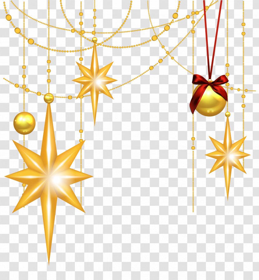 Star Of Bethlehem Christmas Clip Art - Symmetry - Transparent Gold Stars And Ornament Clipart Transparent PNG