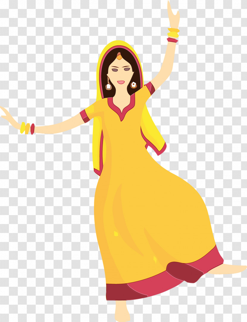 Yellow Dress Costume Design Gesture Transparent PNG