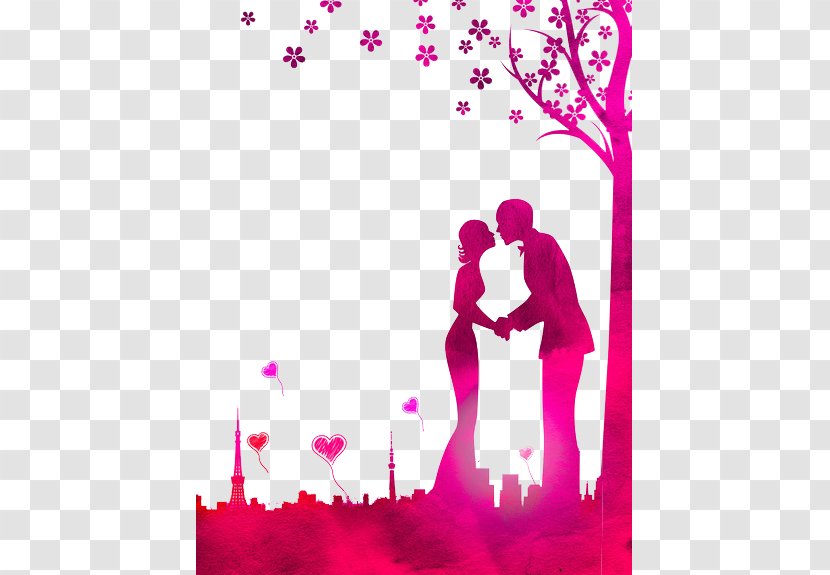 Love Kiss Illustration - Frame - Kissing Couple Transparent PNG