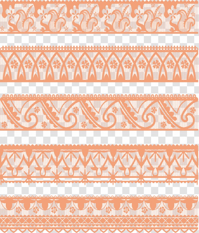 Lace Motif - Orange Pattern Transparent PNG