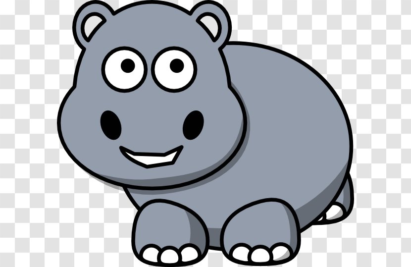 Hippopotamus Cartoon Cuteness Drawing Clip Art - Black And White - Hippo Pictures Transparent PNG