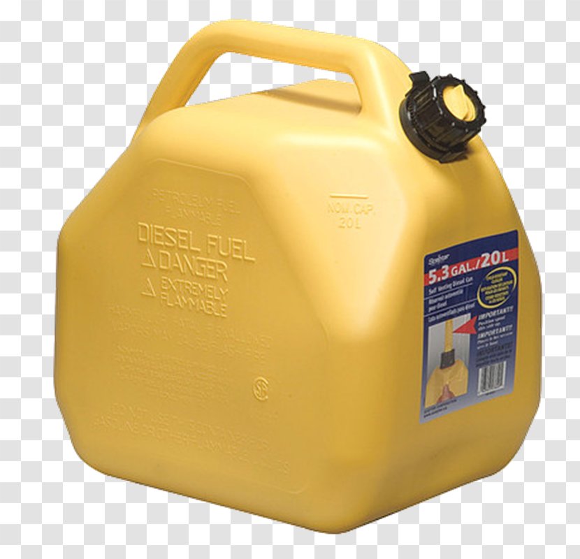 Jerrycan Gasoline Fuel Tin Can Polyethylene - Yellow Transparent PNG