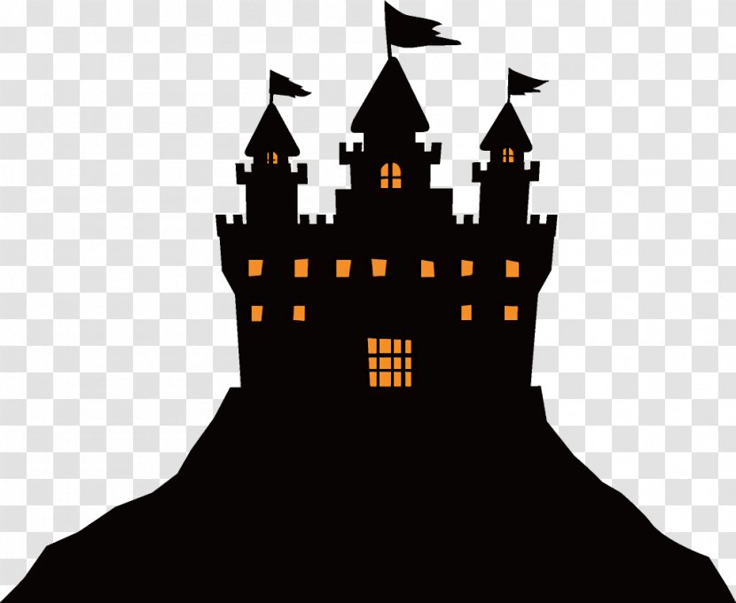Haunted House Halloween - Castle - Silhouette Architecture Transparent PNG