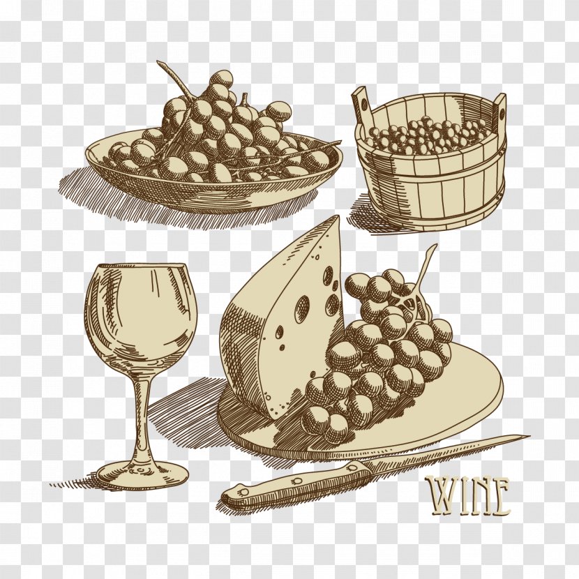 Wine Toast Baguette Caprese Salad Grape - Baking - Grapes And Bread Transparent PNG