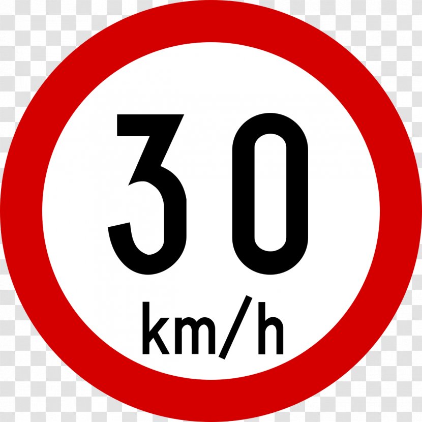 Traffic Sign Speed Limit Road Kilometer Per Hour 30 Km/h Zone - Symbol - Stop Transparent PNG