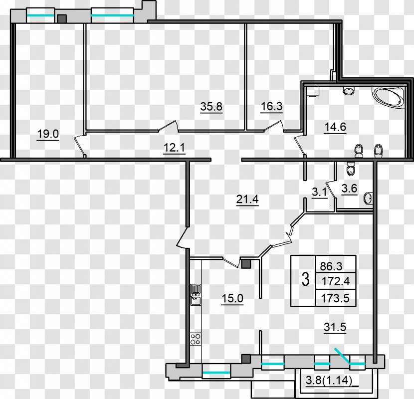 Floor Plan House Nevsky Prospect V Novostroyke Plan-M - Planm Transparent PNG