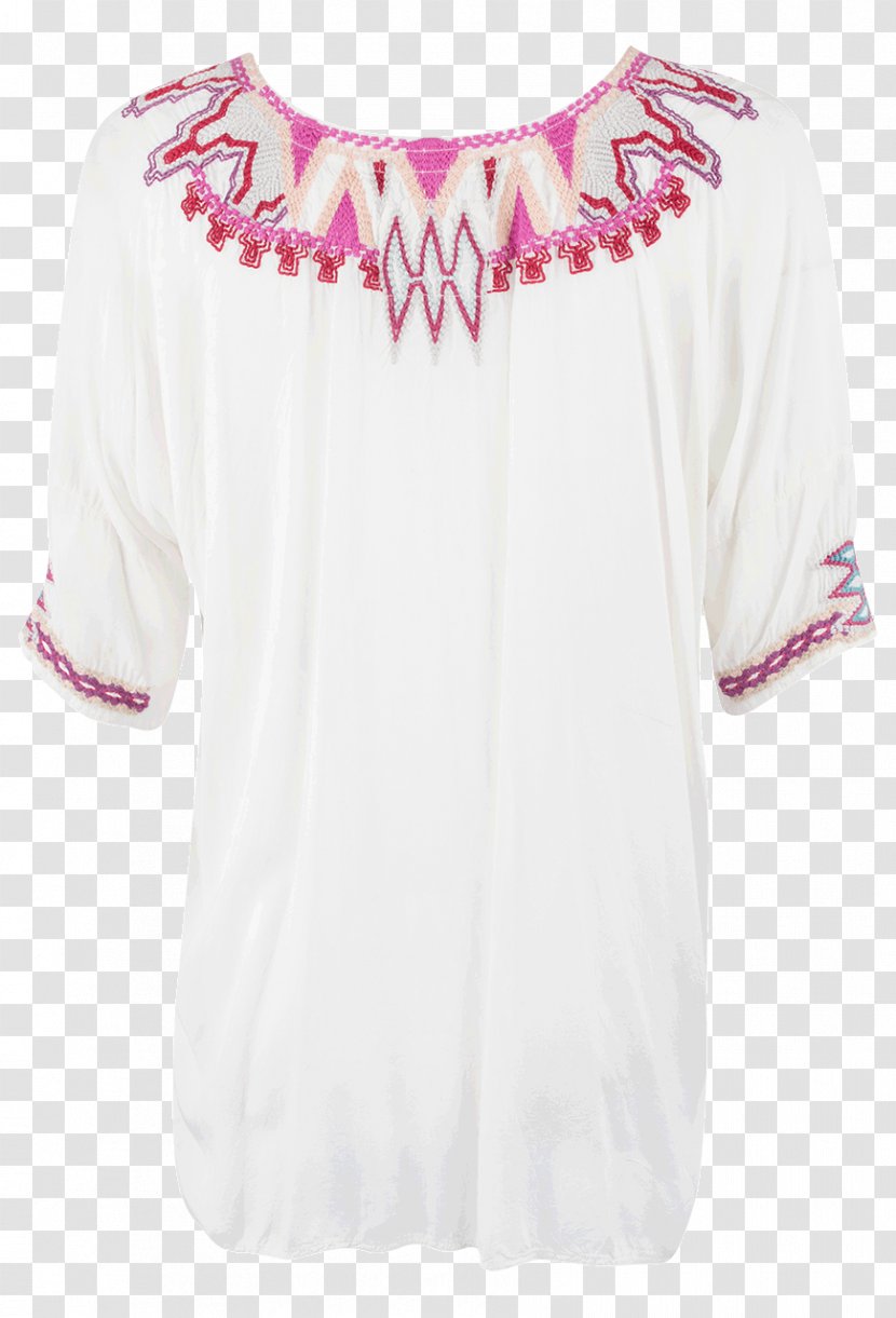 Sleeve Shoulder Blouse Dress - White - Geometric Stitching Transparent PNG