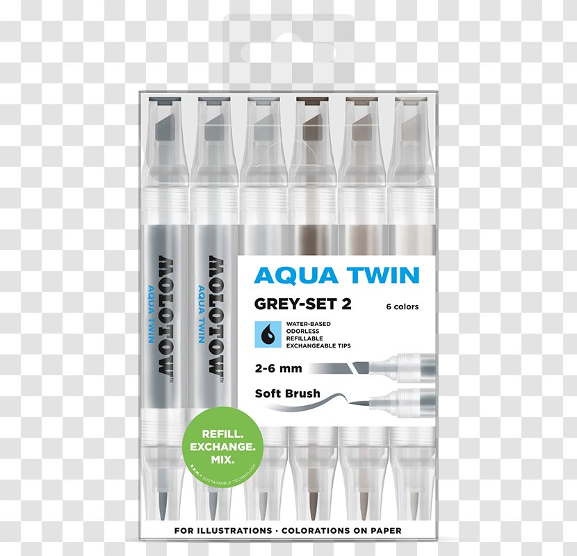 Marker Pen Color Set Copic Paper - Grey - Watercolor Aqua Transparent PNG
