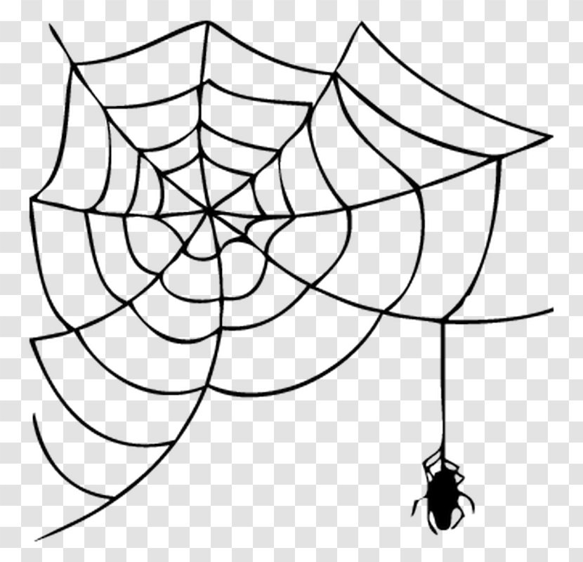 Spider Web Clip Art Image Drawing - Black And White Transparent PNG